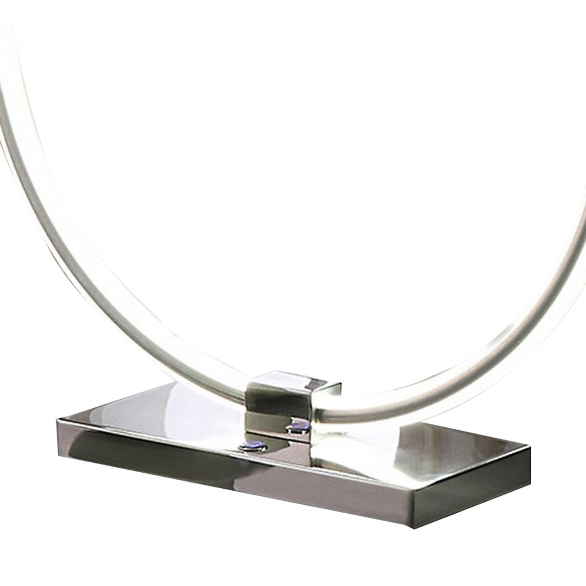 Sine 21 Inch Table Lamp, Modern Circle Ring LED, Sleek Silver Metal Base
