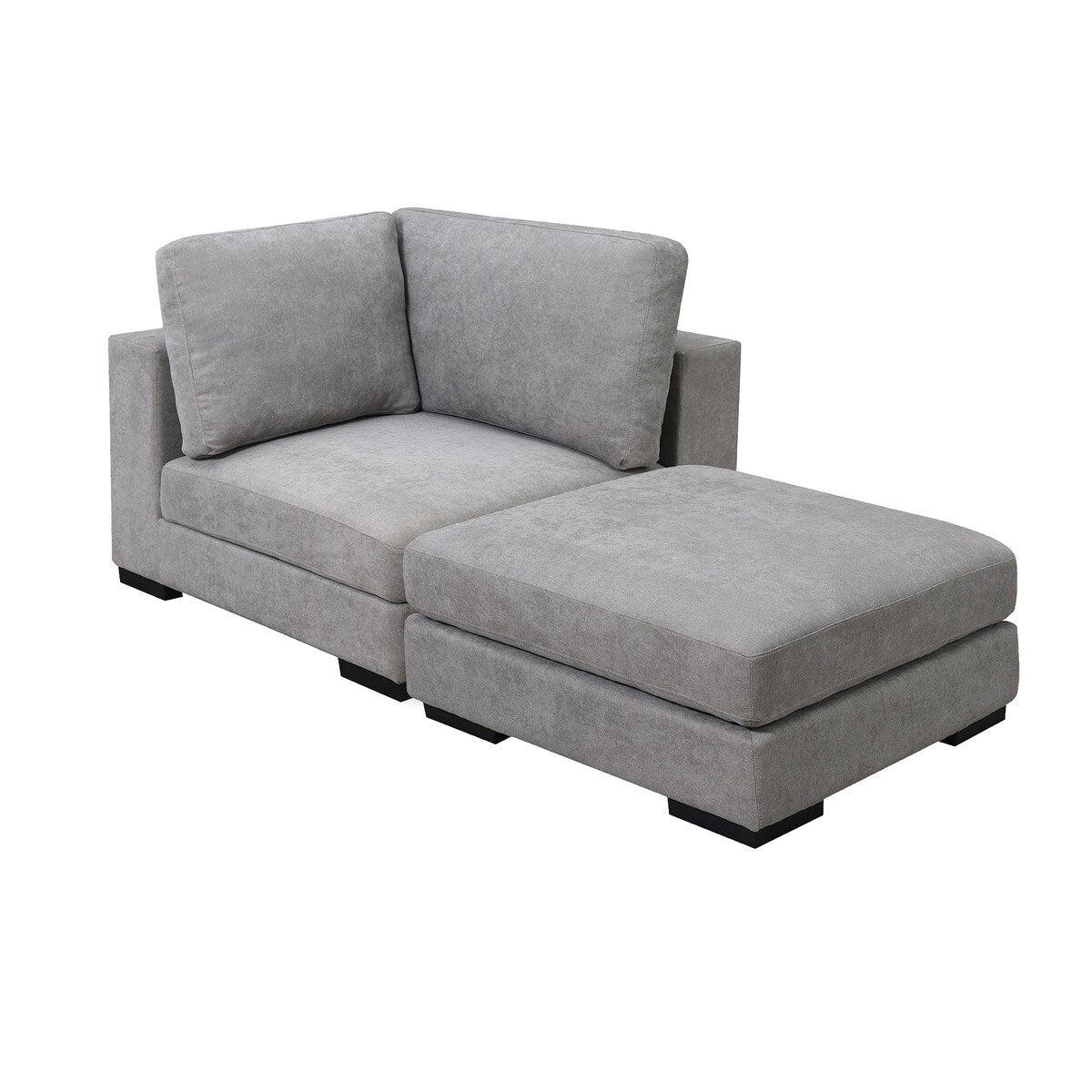 Single Corner Sofa with Ottoman Modern Linen Corner Sofa Set, Gray