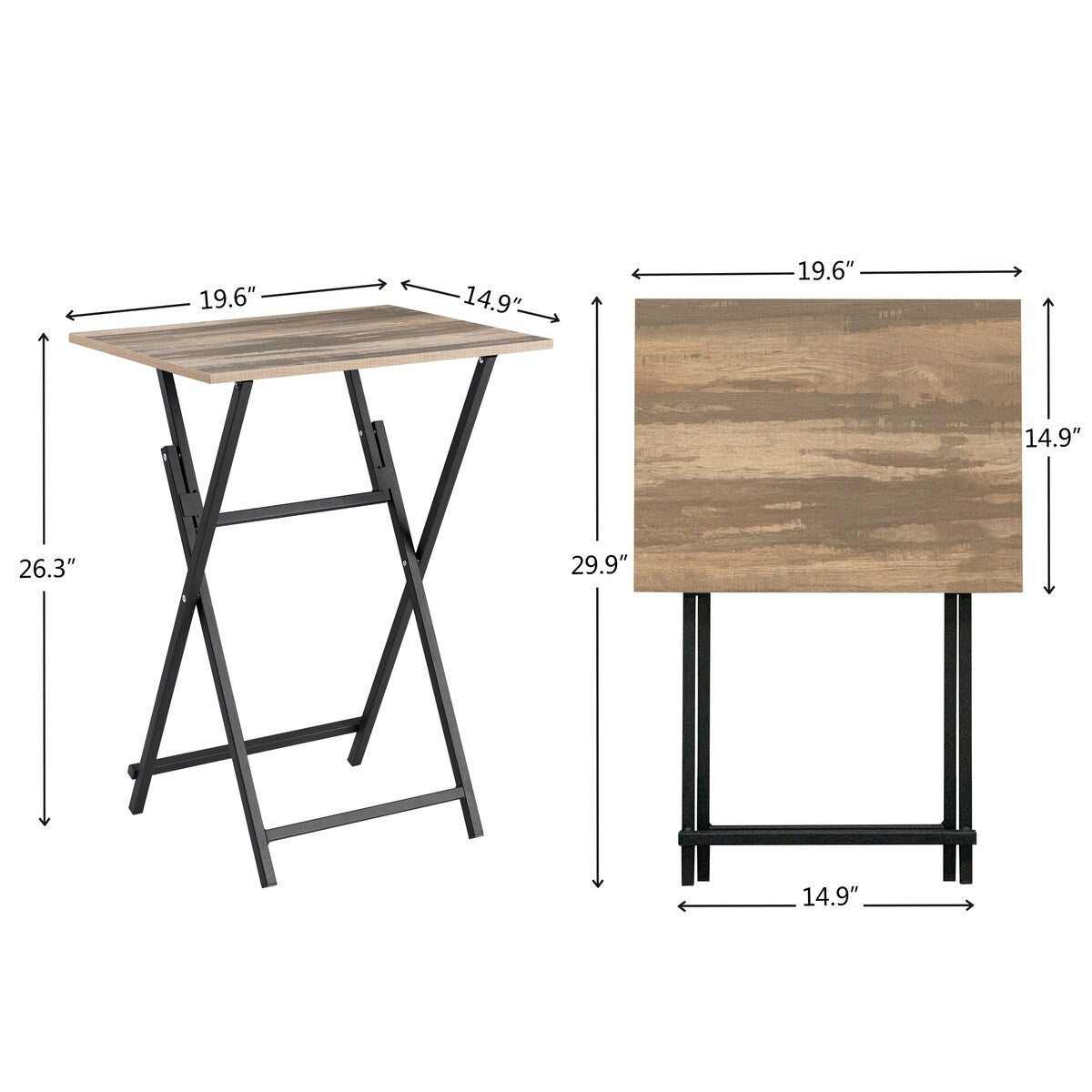 Single Dinning Folding Table Side Table for Eating at Couch 2 Piece - 19.69"L * 14.96"W * 26.38"H