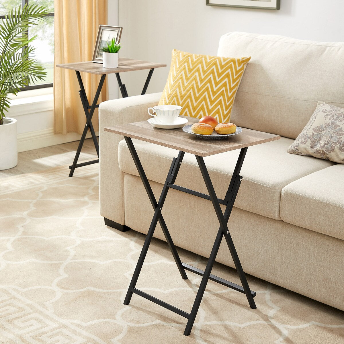 Single Dinning Folding Table Side Table for Eating at Couch 2 Piece - 19.69"L * 14.96"W * 26.38"H