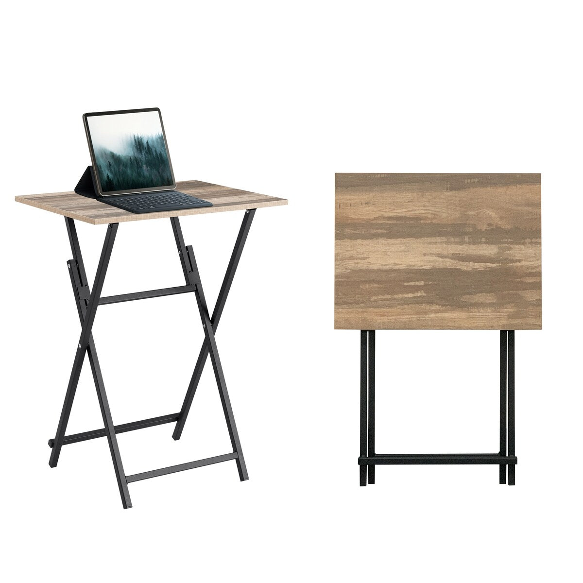 Single Dinning Folding Table Side Table for Eating at Couch 2 Piece - 19.69"L * 14.96"W * 26.38"H