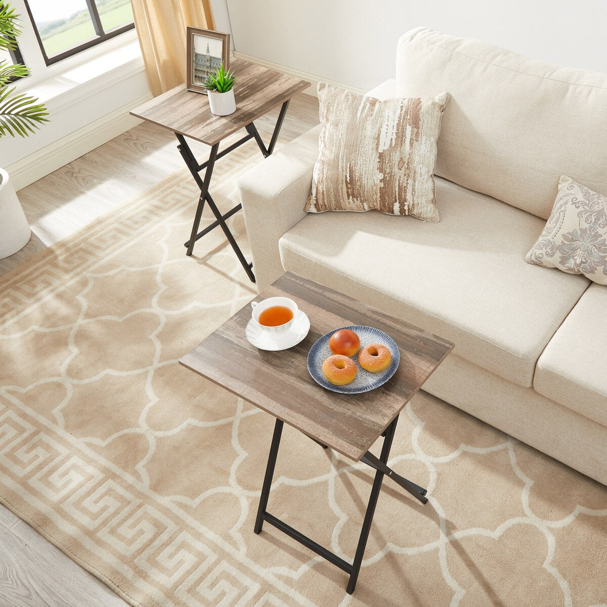 Single Dinning Folding Table Side Table for Eating at Couch 2 Piece - 19.69"L * 14.96"W * 26.38"H