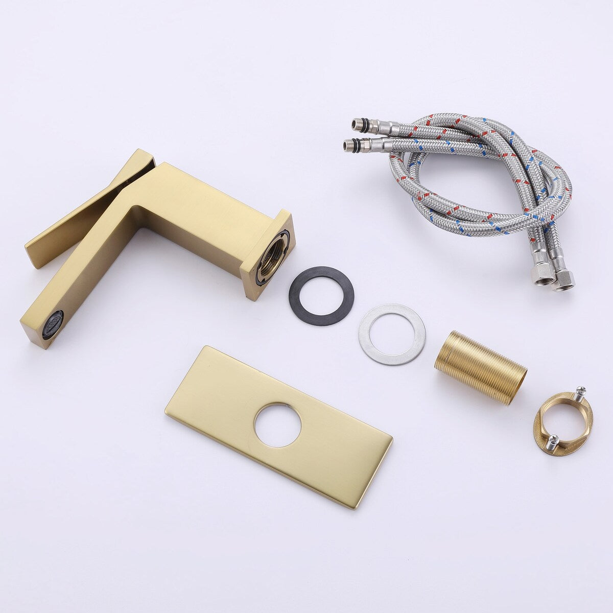 Single Handle Bathroom Faucet with Deck Plate Brass 1 Hole Modern Bathroom Sink Basin Faucets