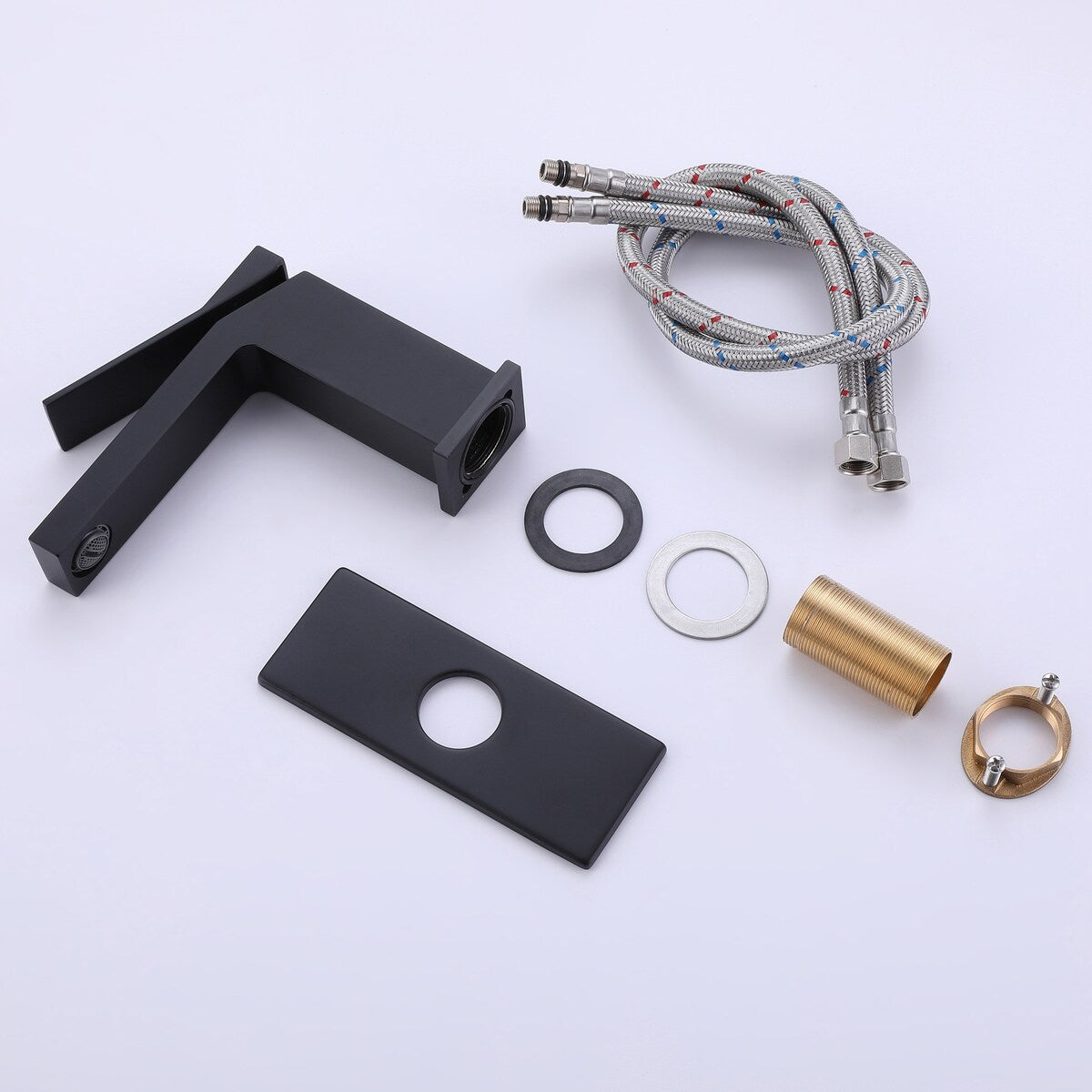 Single Handle Bathroom Faucet with Deck Plate Brass 1 Hole Modern Bathroom Sink Basin Faucets