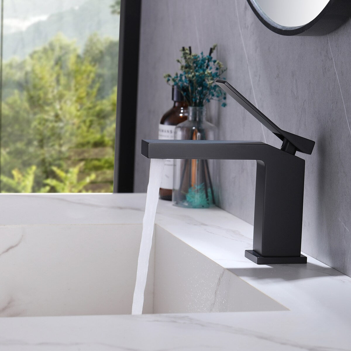 Single Handle Bathroom Faucet with Deck Plate Brass 1 Hole Modern Bathroom Sink Basin Faucets