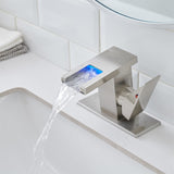 Single Handle Bathroom Sink Faucet LED Light 3 Colors Changing