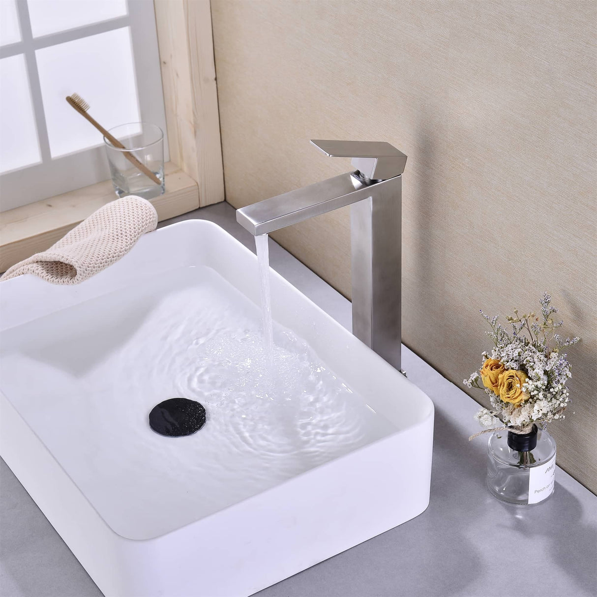 Single Handle Bathroom Vessel Faucet Brushed Nickel Single Hole Bathroom Vessel Sink Faucet Modern Basin Vanity High Taps