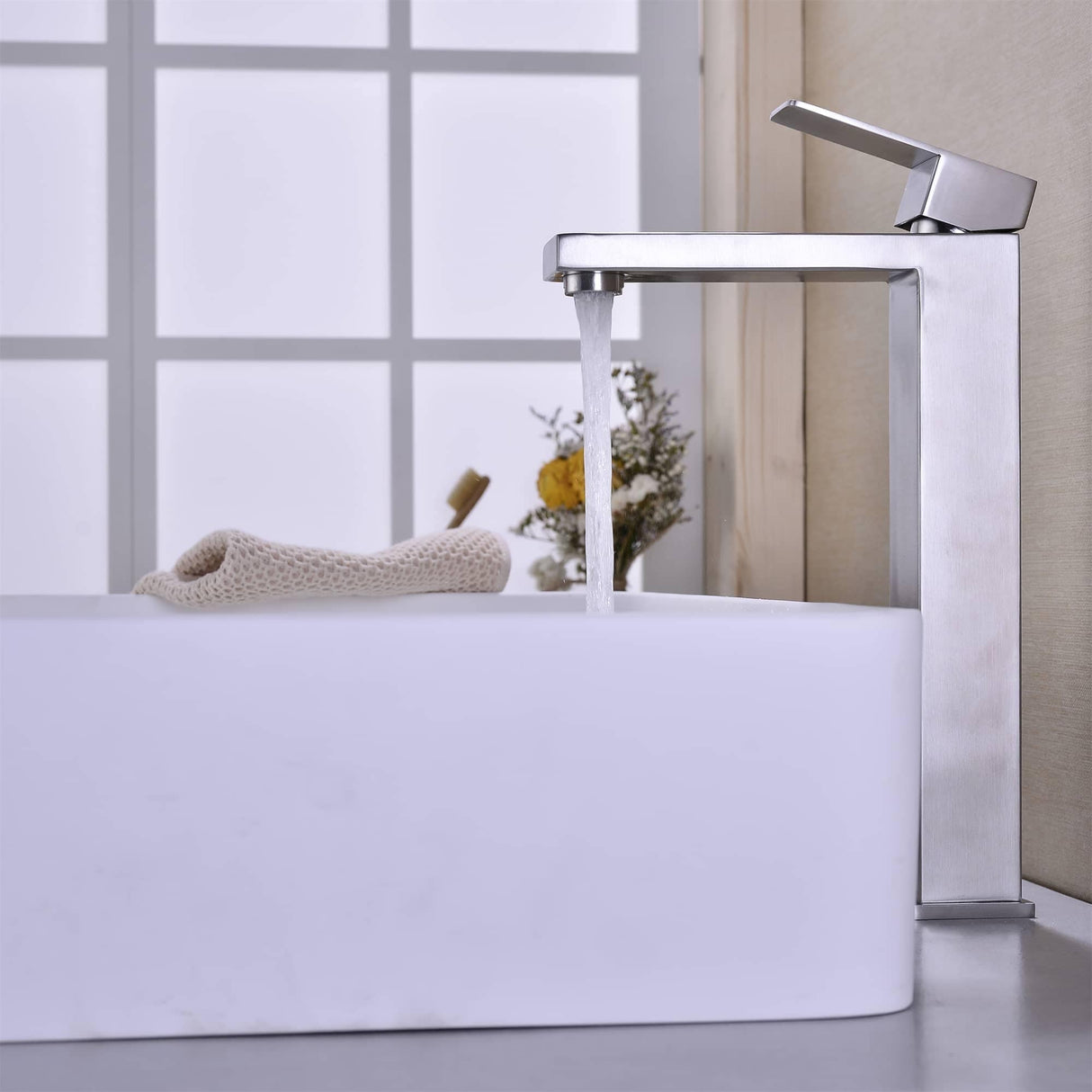 Single Handle Bathroom Vessel Faucet Brushed Nickel Single Hole Bathroom Vessel Sink Faucet Modern Basin Vanity High Taps