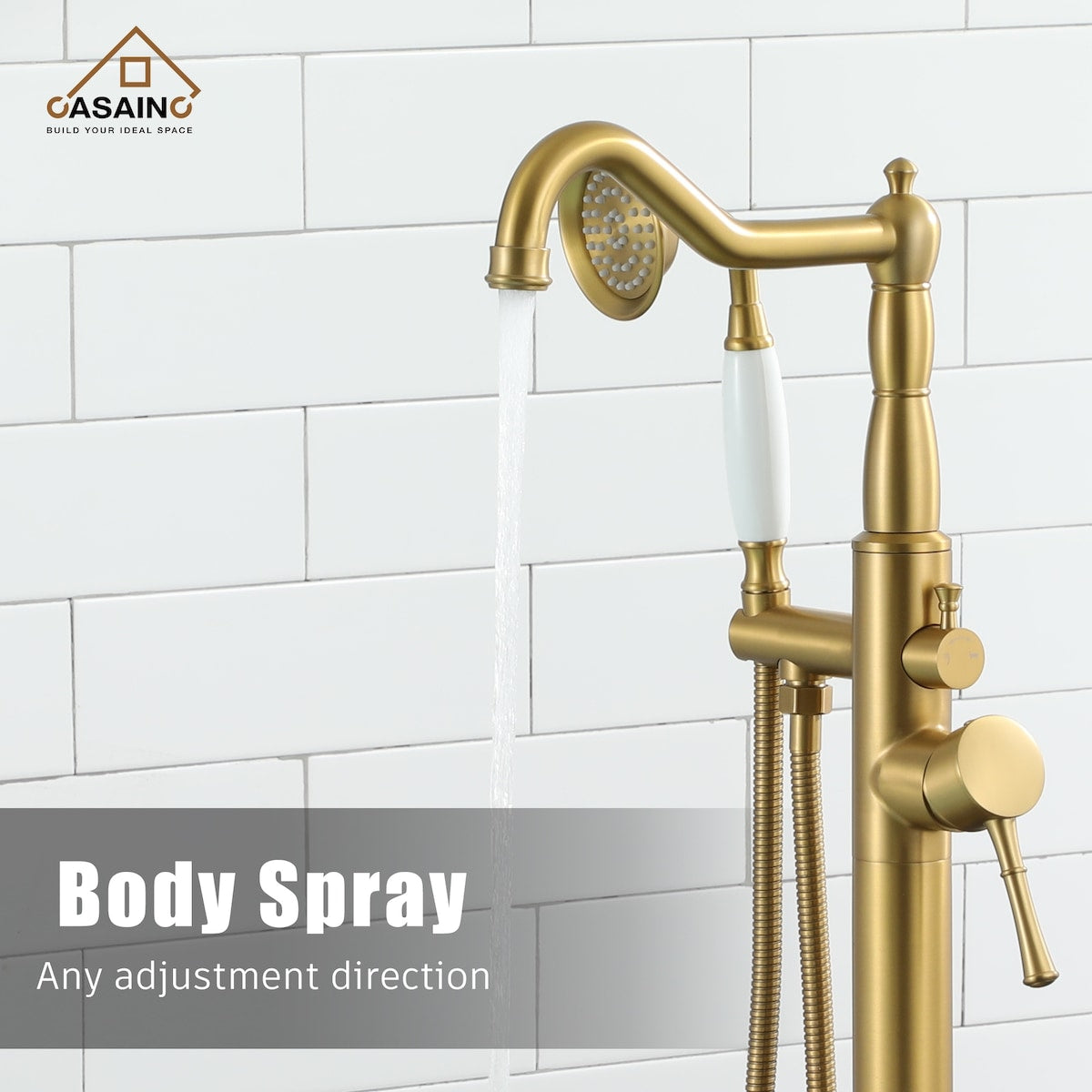 Single Handle Classical Freestanding Bathtub Faucet with Hand Shower Hand