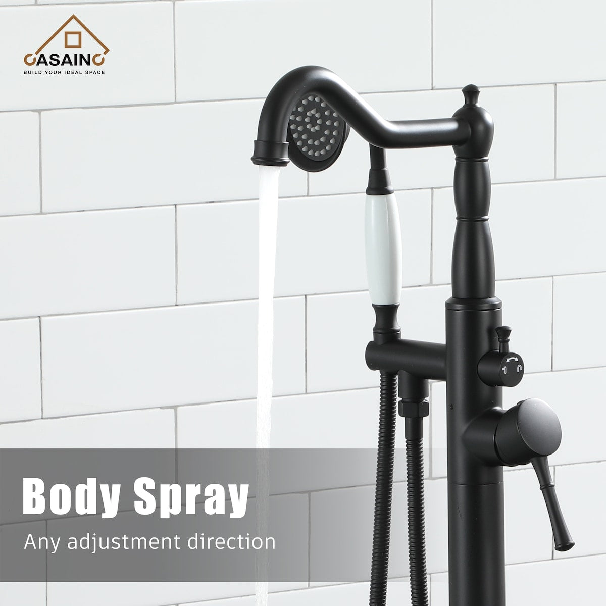 Single Handle Classical Freestanding Bathtub Faucet with Hand Shower Hand