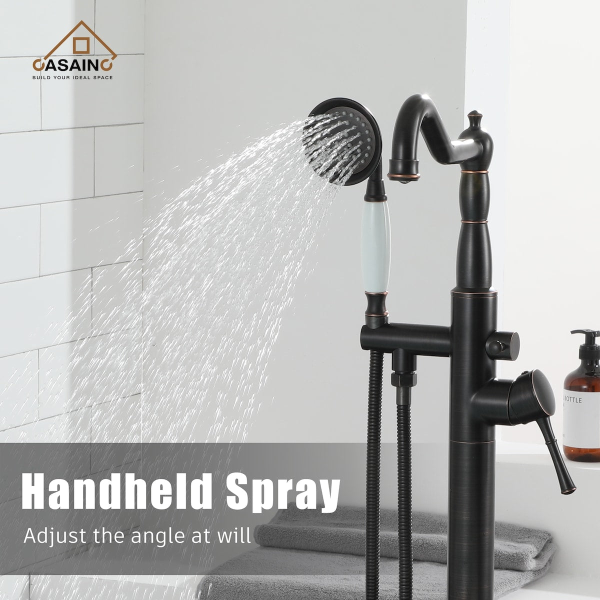 Single Handle Classical Freestanding Bathtub Faucet with Hand Shower Hand
