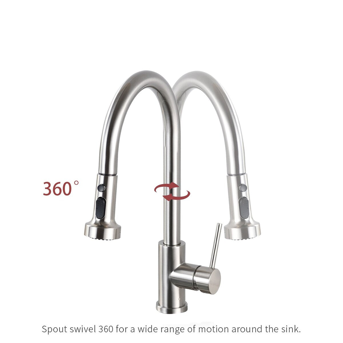 Single Handle Deck Mounted High Arc Pull Down Kitchen Faucet with Sprayer