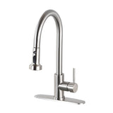 Single Handle Deck Mounted High Arc Pull Down Kitchen Faucet with Sprayer