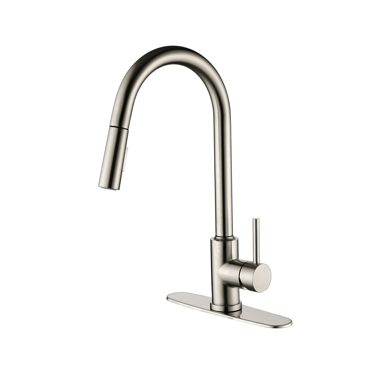 Deck Mounted High Arc Pull Down Stainless Steel Kitchen Faucet