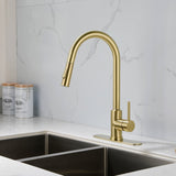 Deck Mounted High Arc Pull Down Stainless Steel Kitchen Faucet