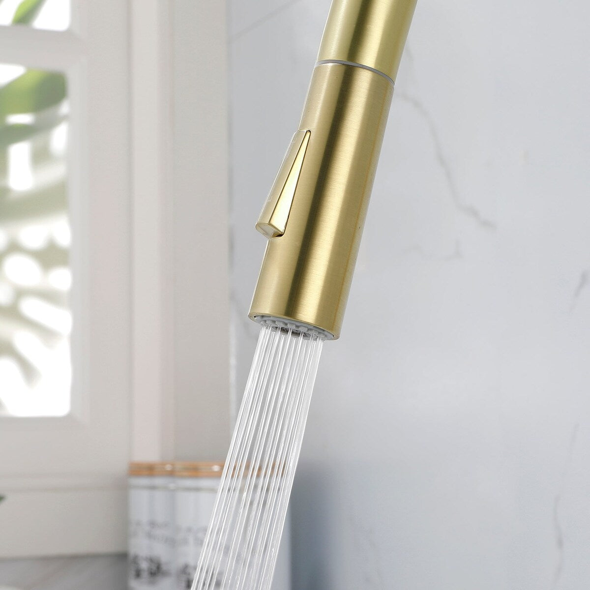 Deck Mounted High Arc Pull Down Stainless Steel Kitchen Faucet