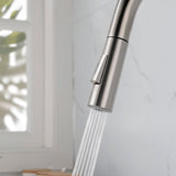 Deck Mounted High Arc Pull Down Stainless Steel Kitchen Faucet