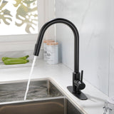 Deck Mounted High Arc Pull Down Stainless Steel Kitchen Faucet