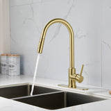 Deck Mounted High Arc Pull Down Stainless Steel Kitchen Faucet