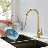 Deck Mounted High Arc Pull Down Stainless Steel Kitchen Faucet