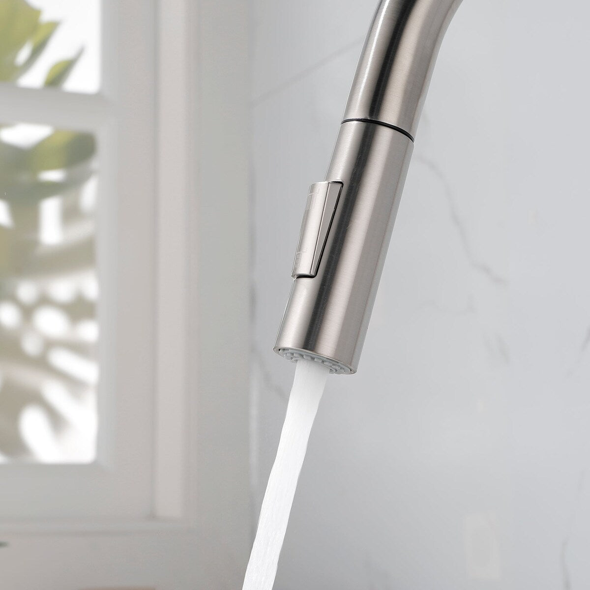Deck Mounted High Arc Pull Down Stainless Steel Kitchen Faucet