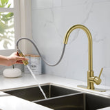 Deck Mounted High Arc Pull Down Stainless Steel Kitchen Faucet