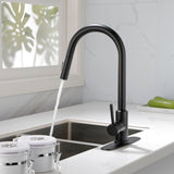 Deck Mounted High Arc Pull Down Stainless Steel Kitchen Faucet