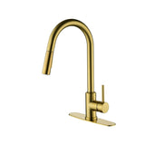 Deck Mounted High Arc Pull Down Stainless Steel Kitchen Faucet