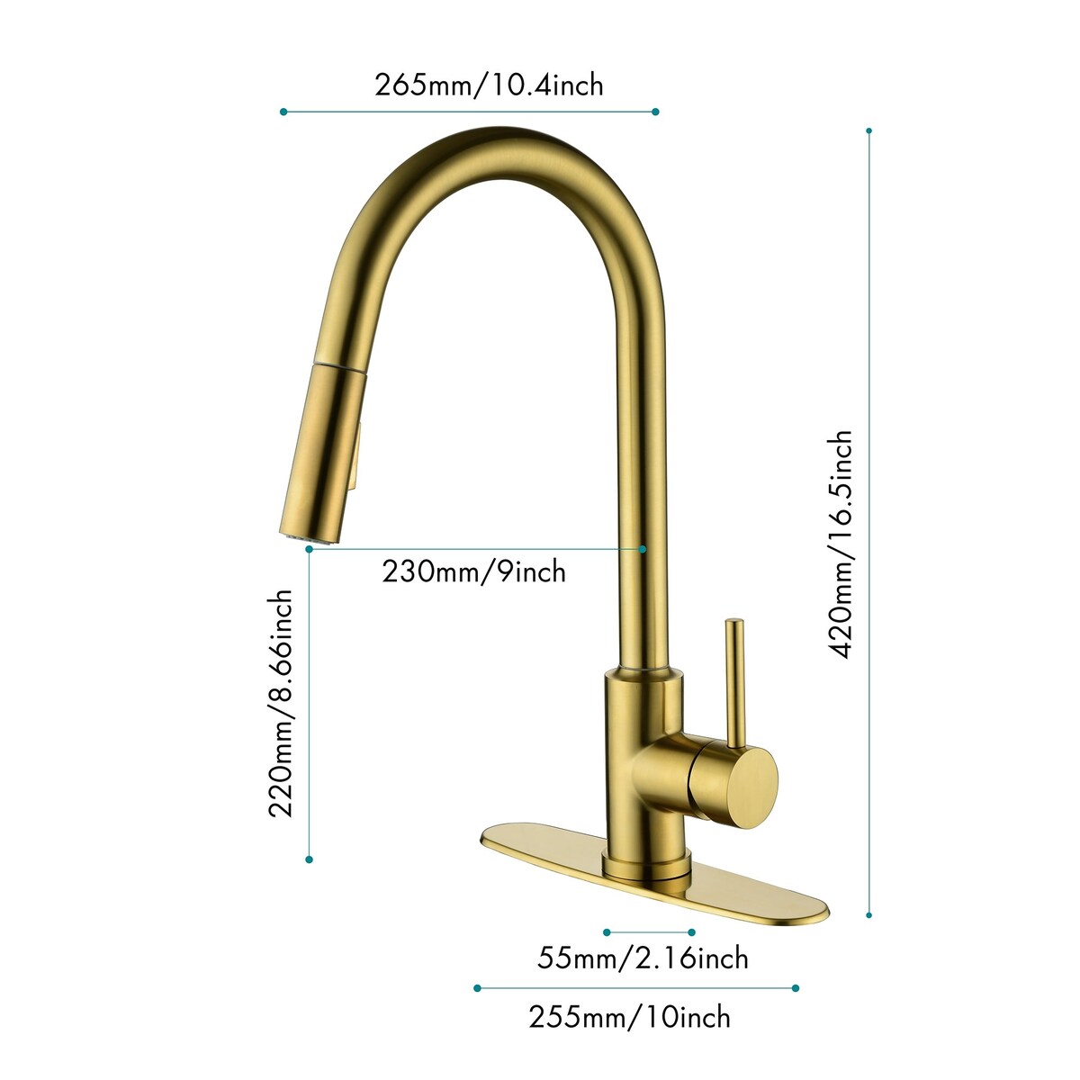 Deck Mounted High Arc Pull Down Stainless Steel Kitchen Faucet