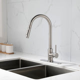 Deck Mounted High Arc Pull Down Stainless Steel Kitchen Faucet