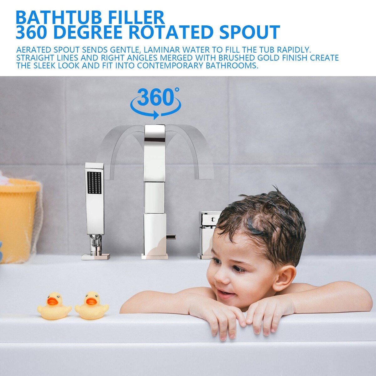 Single Handle Deck Roman Tub Faucets/Filler with Handheld Shower