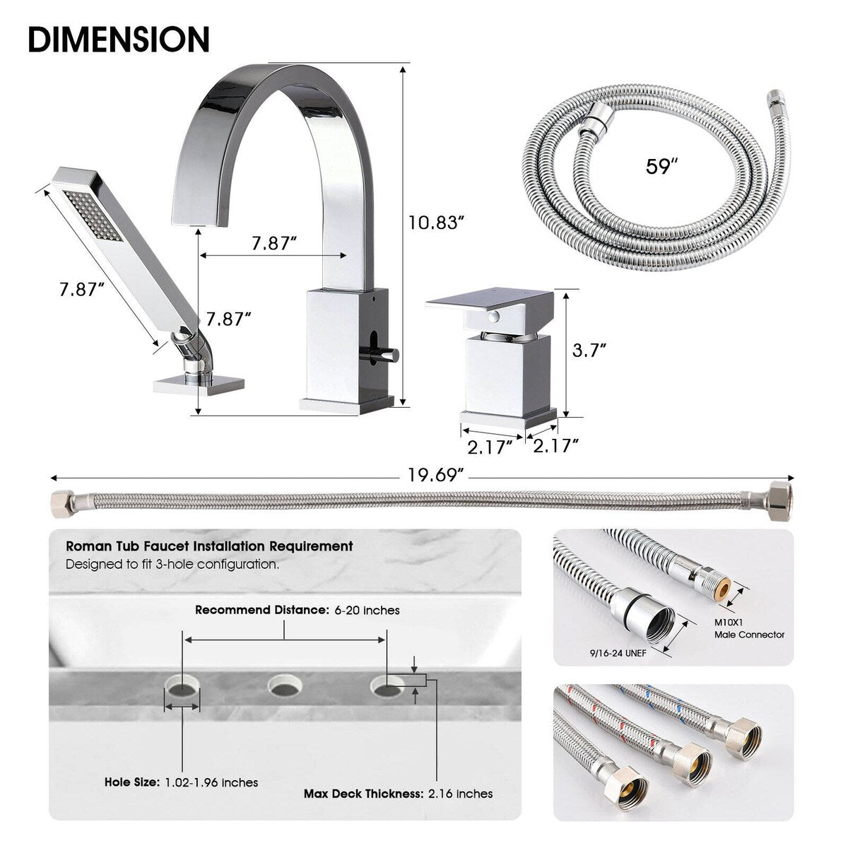 Single Handle Deck Roman Tub Faucets/Filler with Handheld Shower