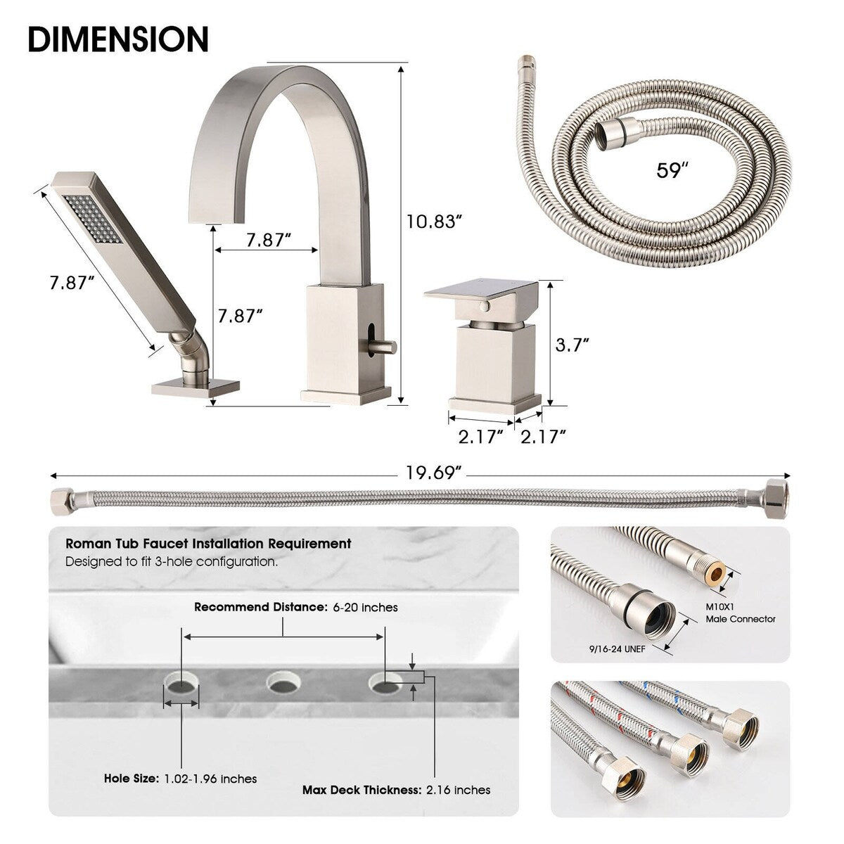 Single Handle Deck Roman Tub Faucets/Filler with Handheld Shower