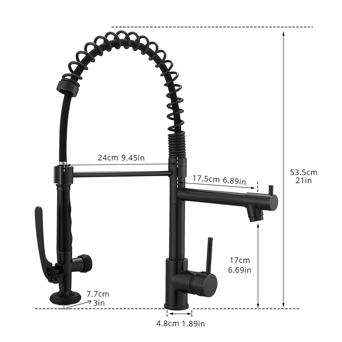 Single Handle Double-Spout High Arc Pull Down Kitchen Sink Faucet