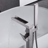 Single Handle Floor Mounted Freestanding Tub Filler with Hand Shower