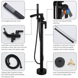 Single Handle Floor Mounted Freestanding Waterfall Tub Filler with Handheld Shower