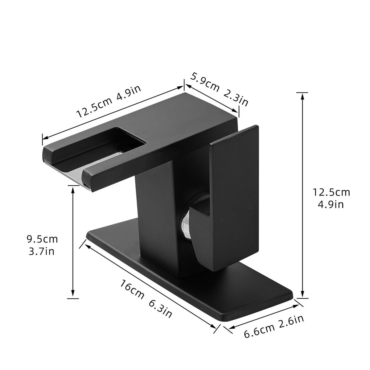 Single Handle LED Bathroom Faucet Modern 1 Holes Bathroom Sink Basin Vanity Faucets with LED Light Matte Black