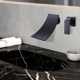 Single Handle Matte Black Waterfall Bathroom Sink Faucet