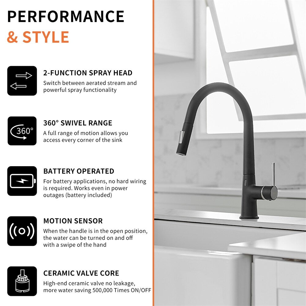 Single Handle Motion Sensor Activated Kitchen Sink Faucet