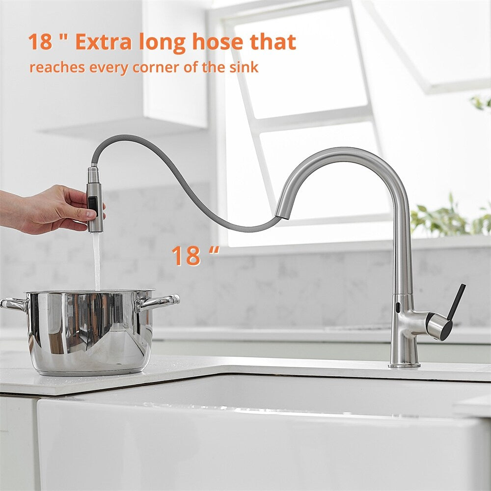 Single Handle Motion Sensor Activated Kitchen Sink Faucet