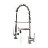 Single Handle Pull Down Sprayer Brushed Nickel Kitchen Faucet, Kitchen Sink Faucet with LED Light