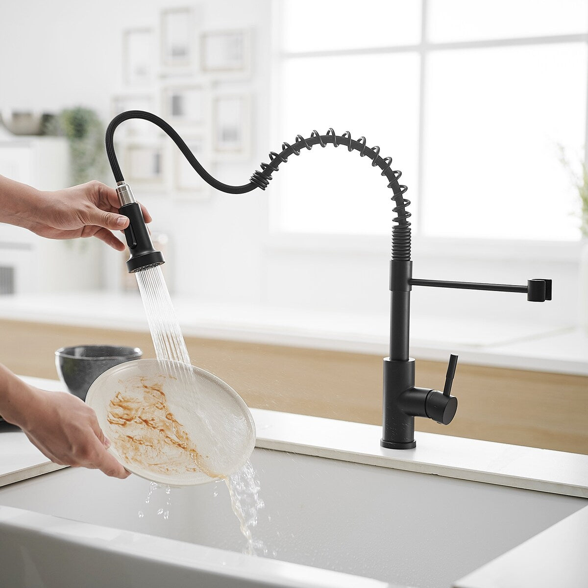 Single-Handle Pull Down Sprayer Kitchen Faucet in Black