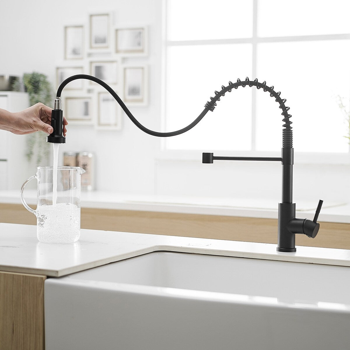Single-Handle Pull Down Sprayer Kitchen Faucet in Black