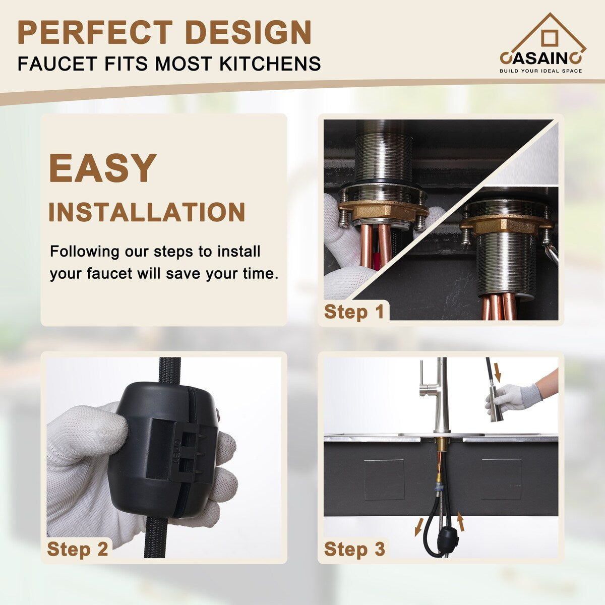 Single Handle Pull-Down Sprayer Kitchen Faucet