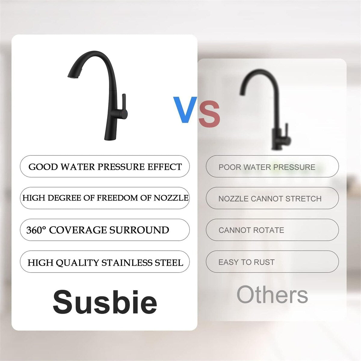 Single Handle Pull Down Sprayer Kitchen Sink Faucet Stainless Steel Modern Commercial Kitchen Basin Faucets Matte Black