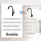Single Handle Pull Down Sprayer Kitchen Sink Faucet Stainless Steel Modern Commercial Kitchen Basin Faucets Matte Black