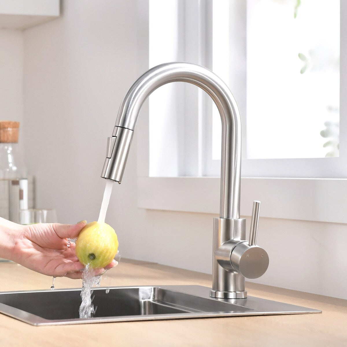 Single Handle Pull-Out Double-Function Kitchen Faucet