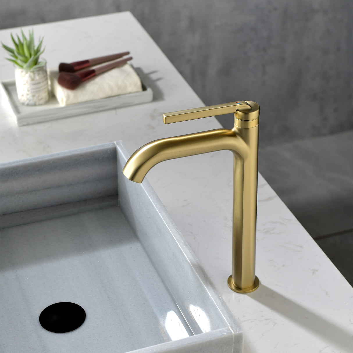 9-12" H Solid Brass Single Handle Bathroom Sink Faucet