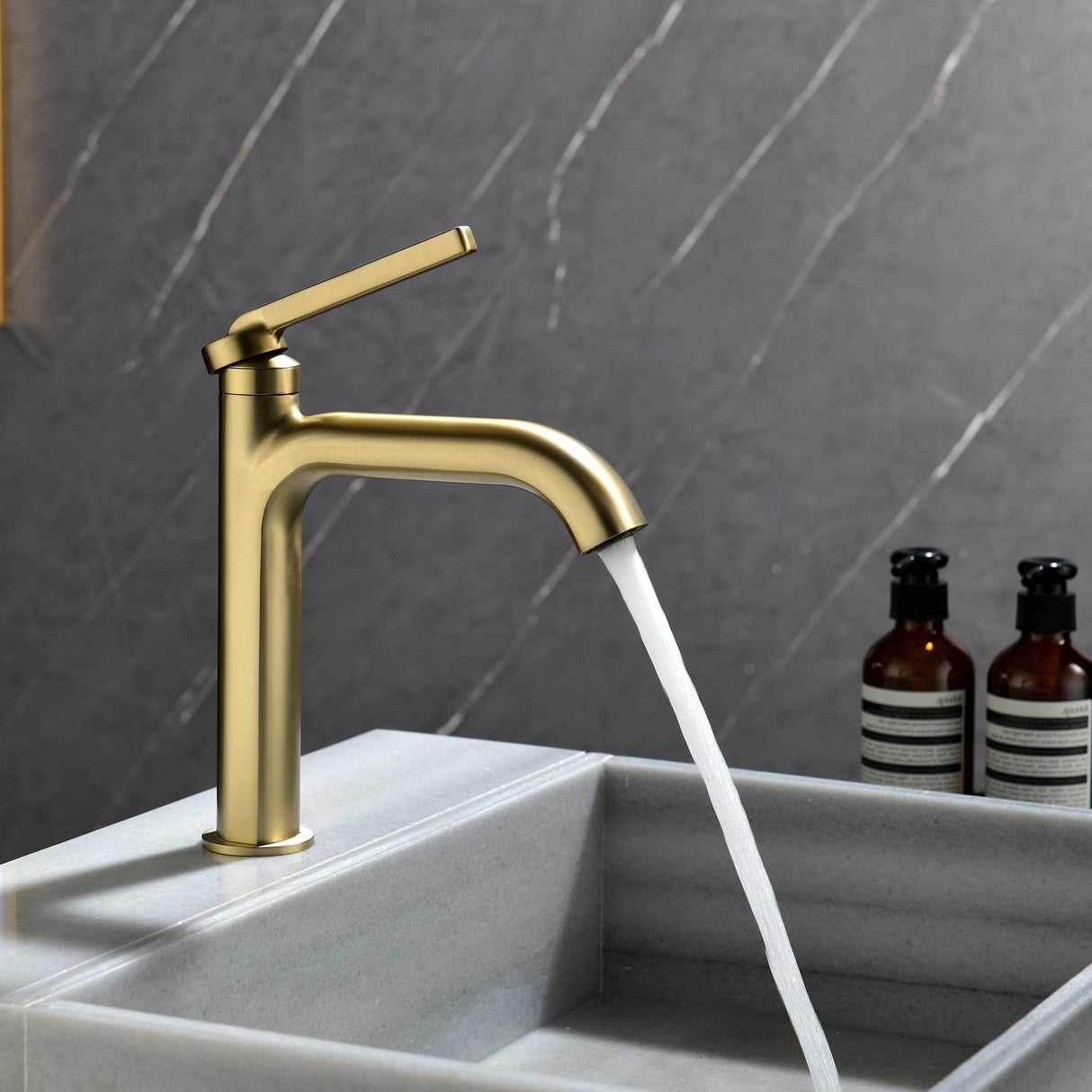 9-12" H Solid Brass Single Handle Bathroom Sink Faucet