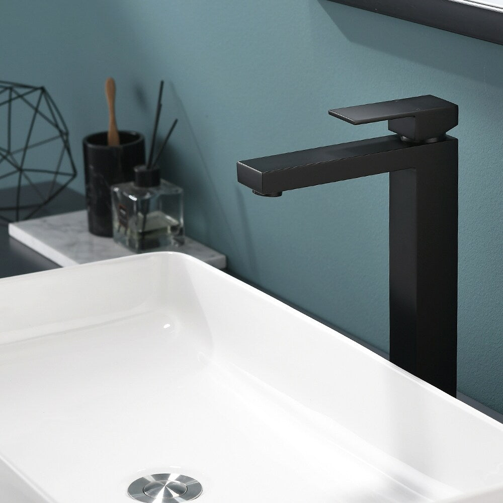Single-Handle Matte Black Bathroom Sink Faucet
